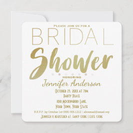 Brautparty für den Glamour von Goldpolka und Weißp Einladung