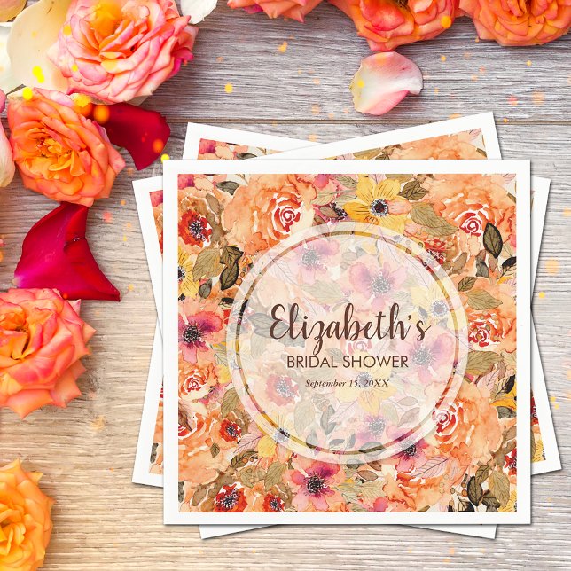Brautparty für die Blume im Herbst Serviette (Autumn watercolor flowers bridal shower napkins)