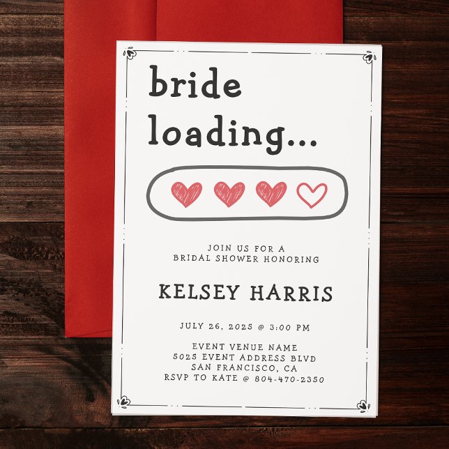 Brautparty für die Ladung von Brücken Einladung (Bride Loading Hearts Bridal Shower Invitation
)