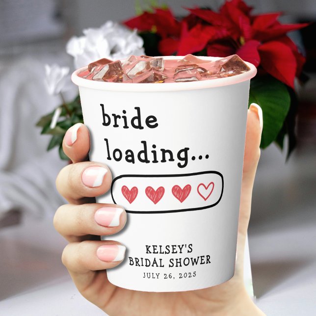 Brautparty für die Ladung von Brücken Pappbecher (Bride Loading Hearts Bridal Shower Paper Cups
)
