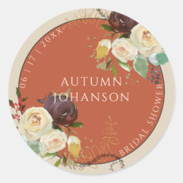 Brautparty für die Rose im Herbst Runder Aufkleber