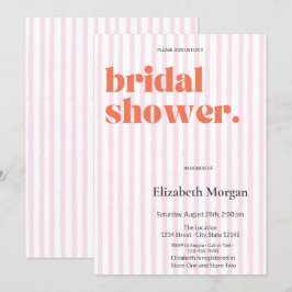 Brautparty für einfache Retro-Rosa Streifen Einladung