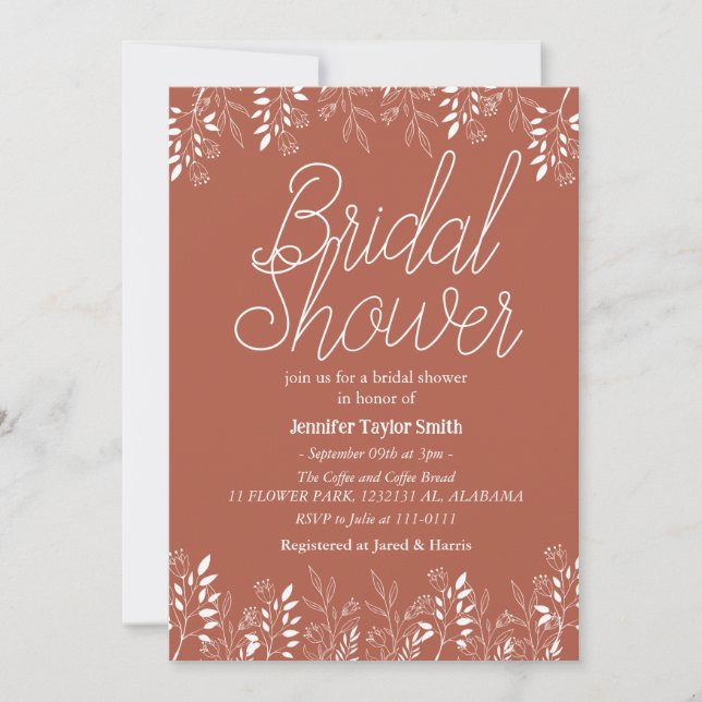 Brautparty für einfache und schicke Wildblume Einladung (Vorderseite)