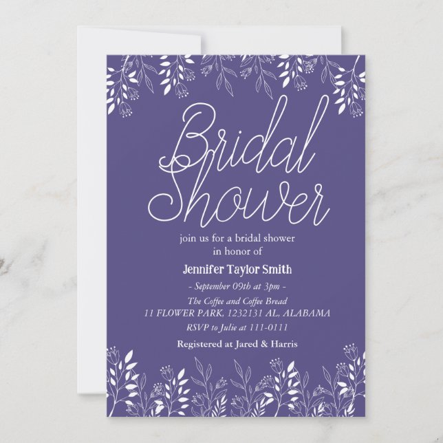 Brautparty für einfache und schicke Wildblume Einladung (Vorderseite)