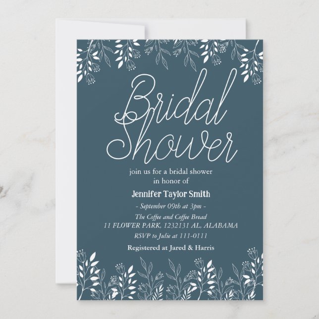 Brautparty für einfache und schicke Wildblume Einladung (Vorderseite)