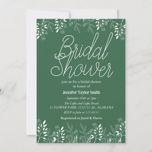 Brautparty für einfache und schicke Wildblume Einladung (Vorderseite)