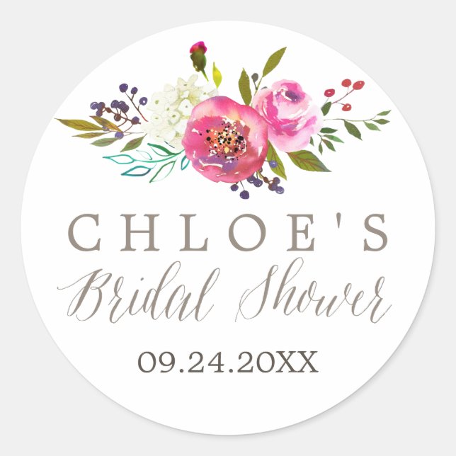 Brautparty für einfaches Blumenwasser Runder Aufkleber (Vorderseite)