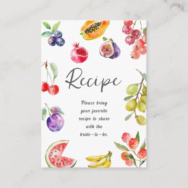 Brautparty für frische Früchte Begleitkarte (Vorderseite)