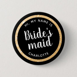 Brautparty für Gold-Glitzer in Vegas Name Button
