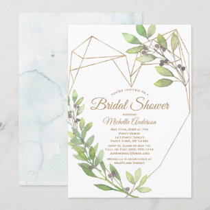 Brautparty für Grüne und Goldene Herzen Einladung