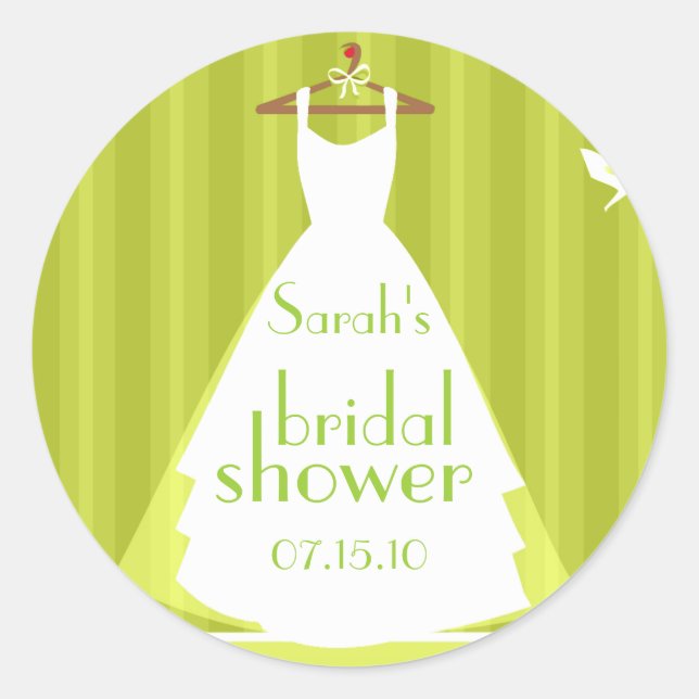 Brautparty für grüne und weiße Hochzeitskleidung Runder Aufkleber (Vorderseite)