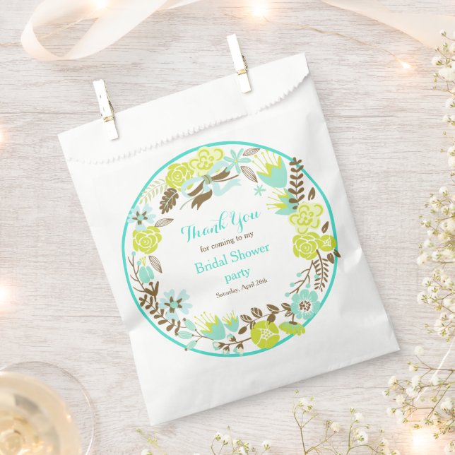 Brautparty für grünes und braunes Blumenkraut Geschenktütchen (Ausgeschnitten)