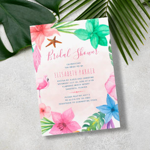 Brautparty für Hochzeiten am tropisch-rosa Strand Einladung