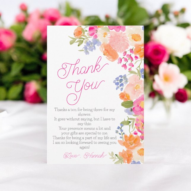 Brautparty für hübsche Wildblumen im Sommer Dankeskarte (Summer bight pretty wildflowers bridal shower thank you card)