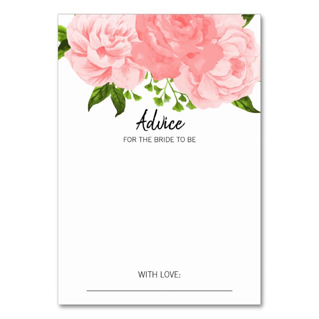 Brautparty für Korallenflora Tischnummer (Vorderseite)