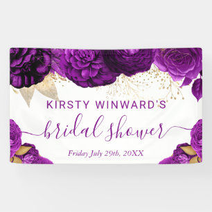 Brautparty für Lila Aquarellfarben und Gold-Blume Banner
