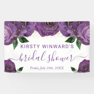 Brautparty für Lila Aquarellfarben und Gold-Rose Banner