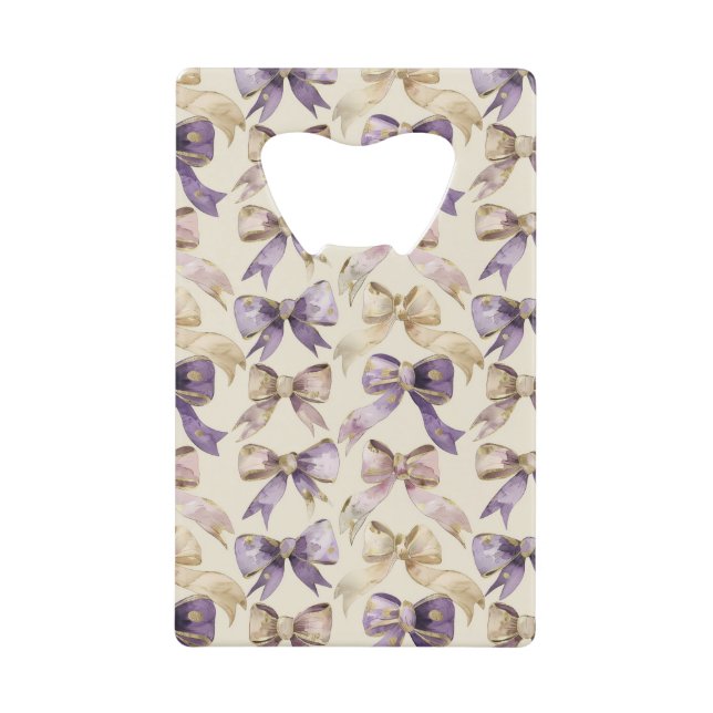 Brautparty für lila Gold Bows Geldbeutel Flaschenöffner (Vorderseite)