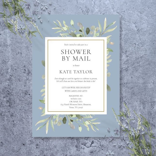 Brautparty für Mail Grüne Blätter Einladung (Bridal Shower By Mail Greenery Leaves Invitation)