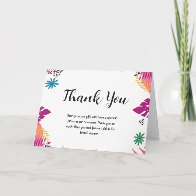 Brautparty für mehrfarbige Blätter Dankeskarte (Vorderseite)