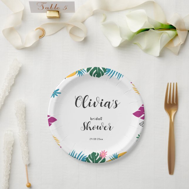 Brautparty für mehrfarbige Blätter Pappteller (Hochzeit)