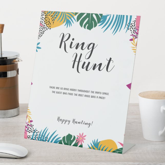 Brautparty für mehrfarbige Blätter Sockelschild (In Situ)