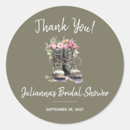 Brautparty für militärische Zwecke, Stiefel, Blume Runder Aufkleber