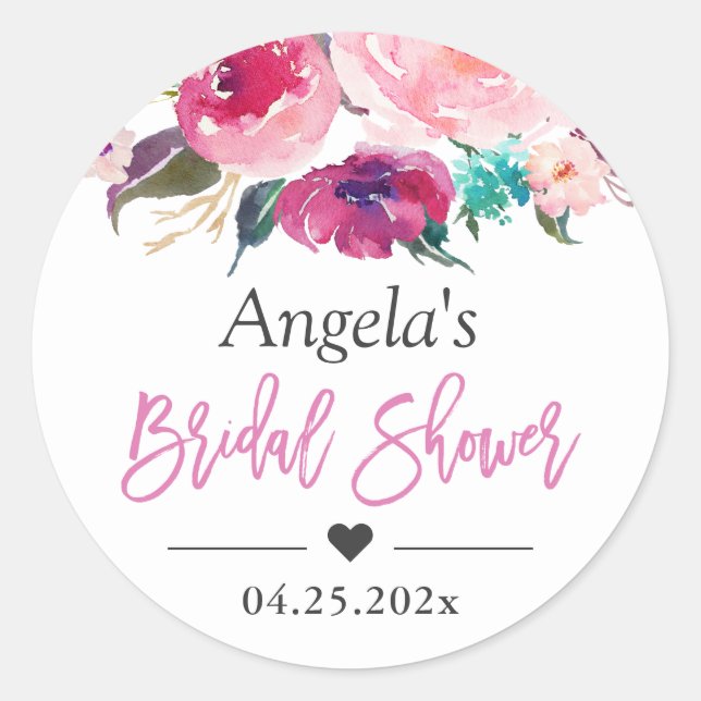 Brautparty für moderne Aquarelle Runder Aufkleber (Vorderseite)