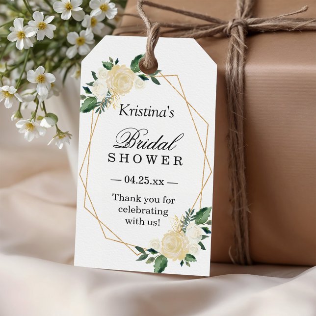 Brautparty für moderne goldfarbene Rahmen mit grün Geschenkanhänger (Von Creator hochgeladen)