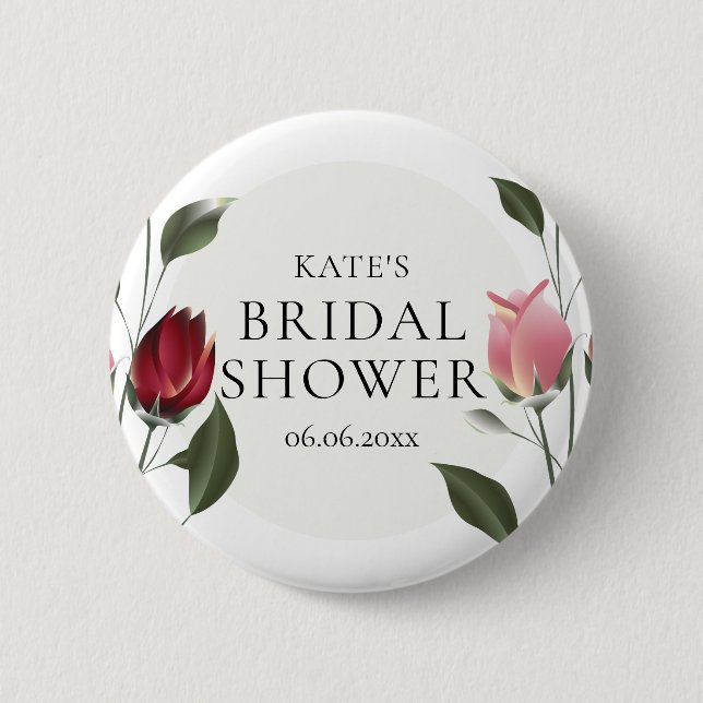 Brautparty für moderne Rose Button (Vorderseite)