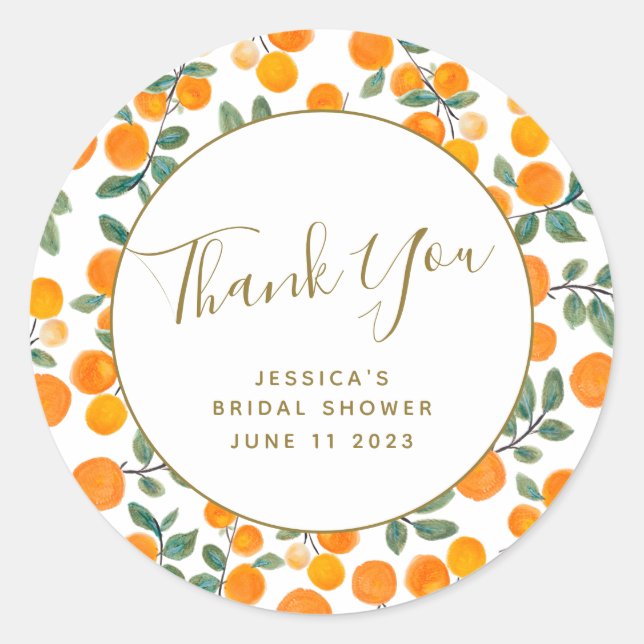 Brautparty für Orangenzitrus Runder Aufkleber (Vorderseite)