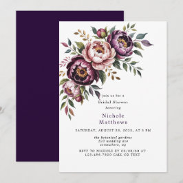 Brautparty für Peony-Wreath-Pflaume Einladung