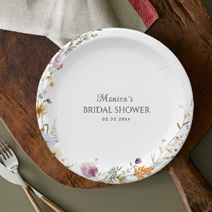 Brautparty für schlichte Wildblume Pappteller