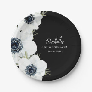 Brautparty für Schwarz-Weiß-Blume Pappteller