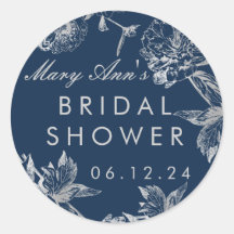 Brautparty für Simple Floral Silver Navy Blue