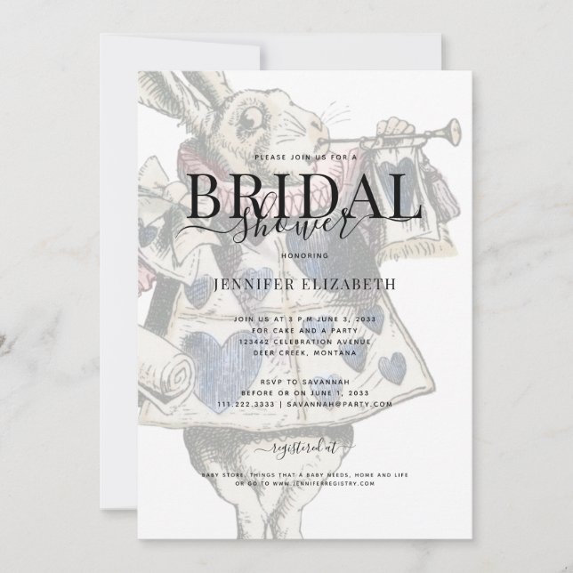 Brautparty für Vintage Alice im Wunderland Einladung (Vorderseite)