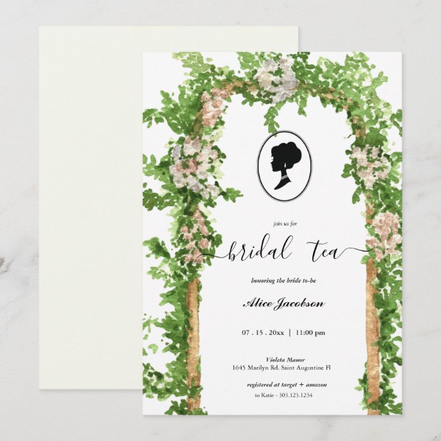 Brautparty für Vintage Blumenzustände Einladung (Vorne/Hinten)