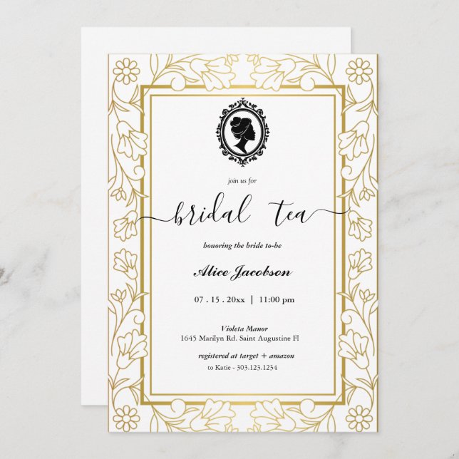 Brautparty für Vintage Blumenzustände Einladung (Vorne/Hinten)