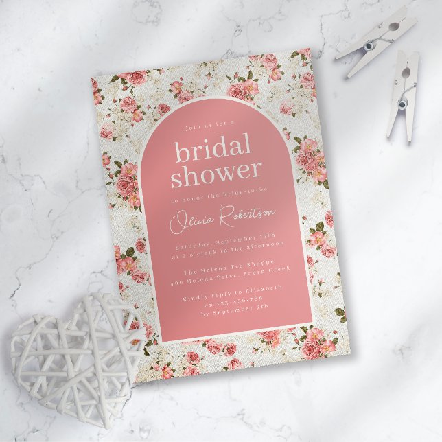 Brautparty für Vintage florale Rose Einladung (Von Creator hochgeladen)