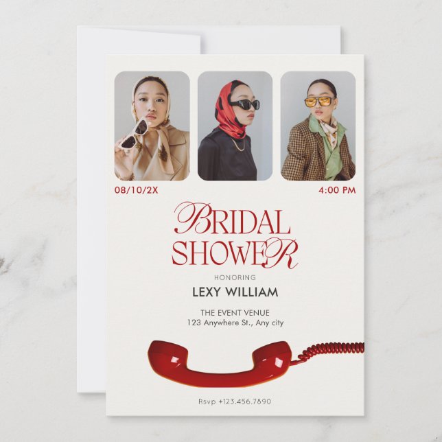 Brautparty für Vintage Foto-Collage Einladung (Vorderseite)