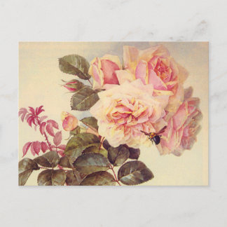 Brautparty für Vintage Rose Einladungspostkarte