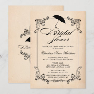 Brautparty für Vintages Papieraussehen und Ornamen Einladung