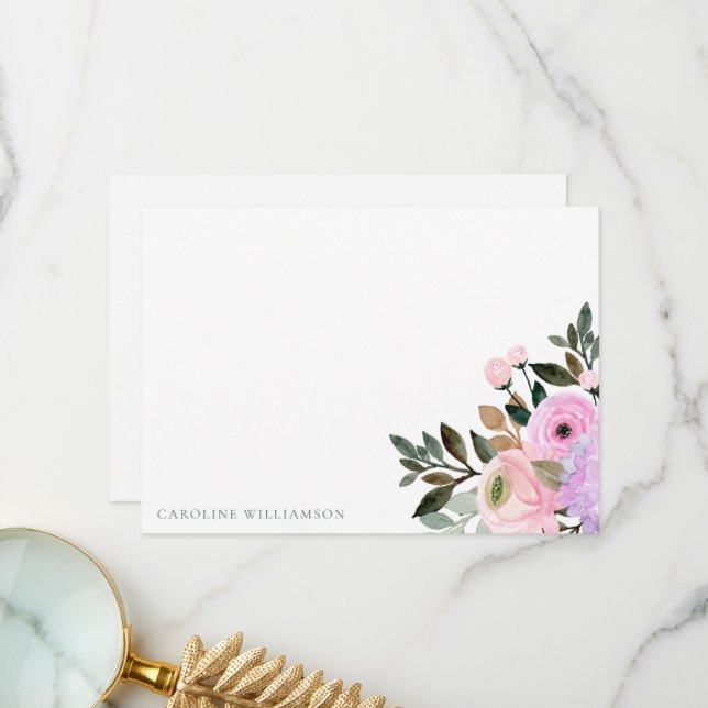 Brautparty für Wasserfarben von Lavendel Dankeskarte (Vorderseite/Rückseite Beispiel)