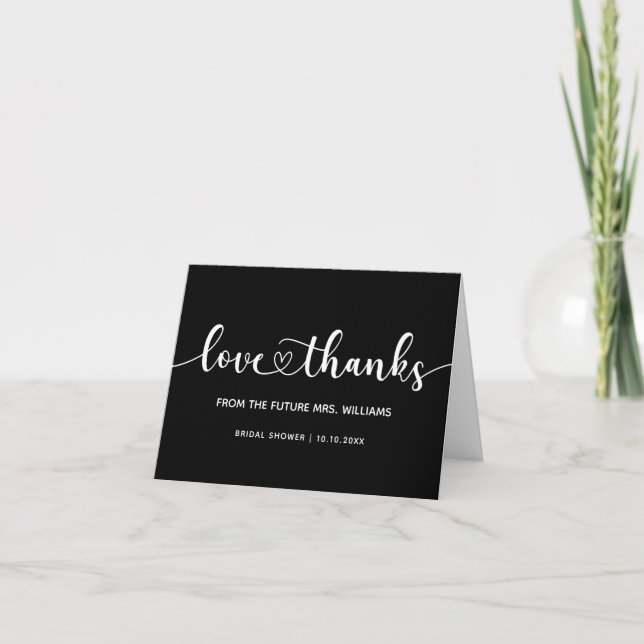 Brautparty Future Mrs Trendy Chic Stylish Heart Dankeskarte (Vorderseite)