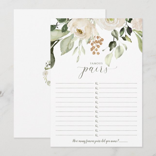 Brautparty Game Berühmte Paare - Berühmte Partys Einladung (Vorne/Hinten)