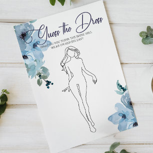 Brautparty Game Blue Rose Raten Sie die Dress Card Flyer