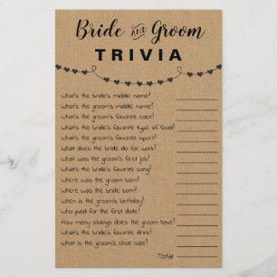 Brautparty Game Bridge & Groom Trivia Card Flyer