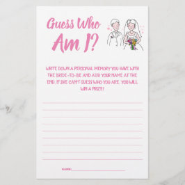 Brautparty Game Card Guess Wer bin ich? Flyer