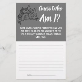 Brautparty Game Card Guess Wer bin ich? Flyer