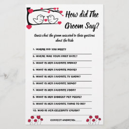 Brautparty Game Card Was hat der Groom gesagt? Flyer